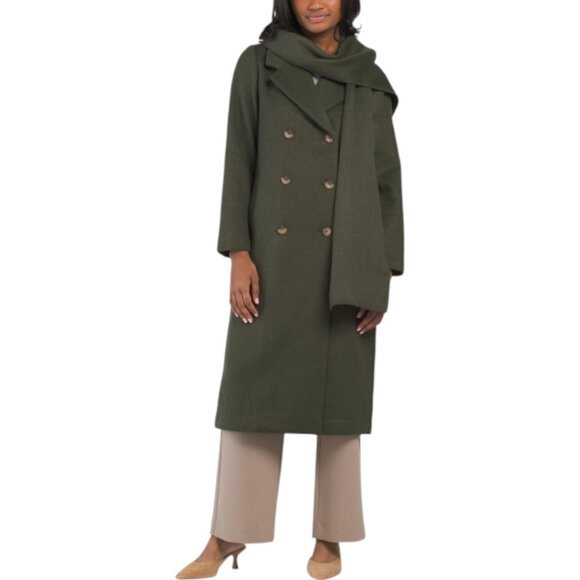 HOUSE OF HARLOW 1960 Wool Blend Button Down Coat With Scarf - Picture 1 of 4